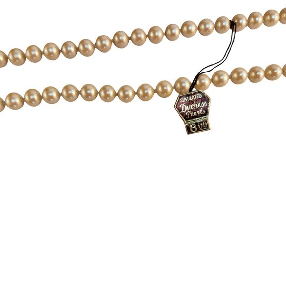 Vintage Simulated Duchess Pearls Pearl Necklace H&S Originals With Ornate Gold T - Picture 4 of 12